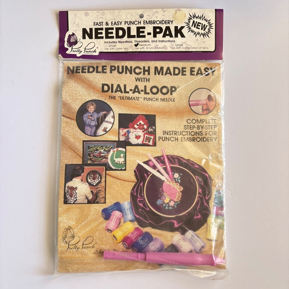 Vintage Pretty Punch Needle-Pak Dial-A-Loop Embroidery Tool Medium 1989 NEW